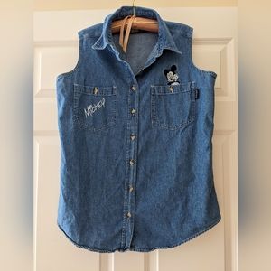 Vintage Mickey Unlimited top denim sleeveless 90s Disney spel…